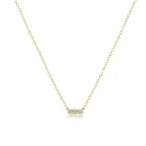 Adjustable 14KT Gold And Diamond 3 Diamond Bar Significance Necklace