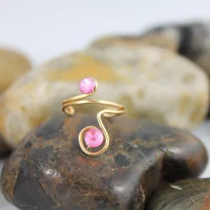 Adjustable Pink Crystal Pinky Ring