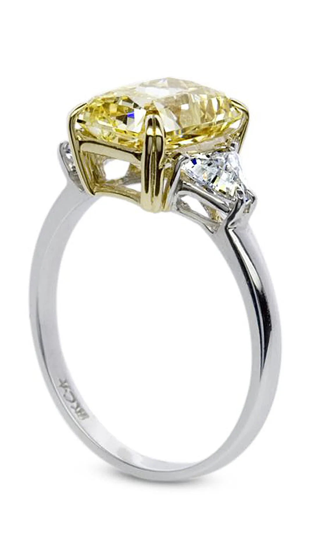 Alma Canary Radiant Ring 9K White Gold