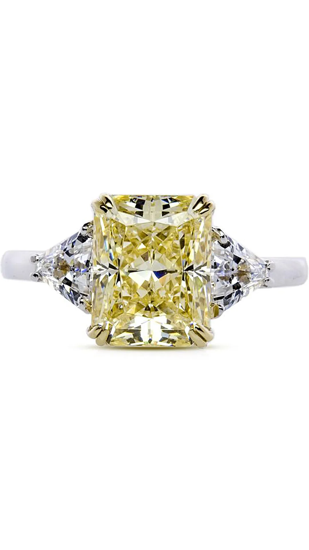Alma Canary Radiant Ring 9K White Gold