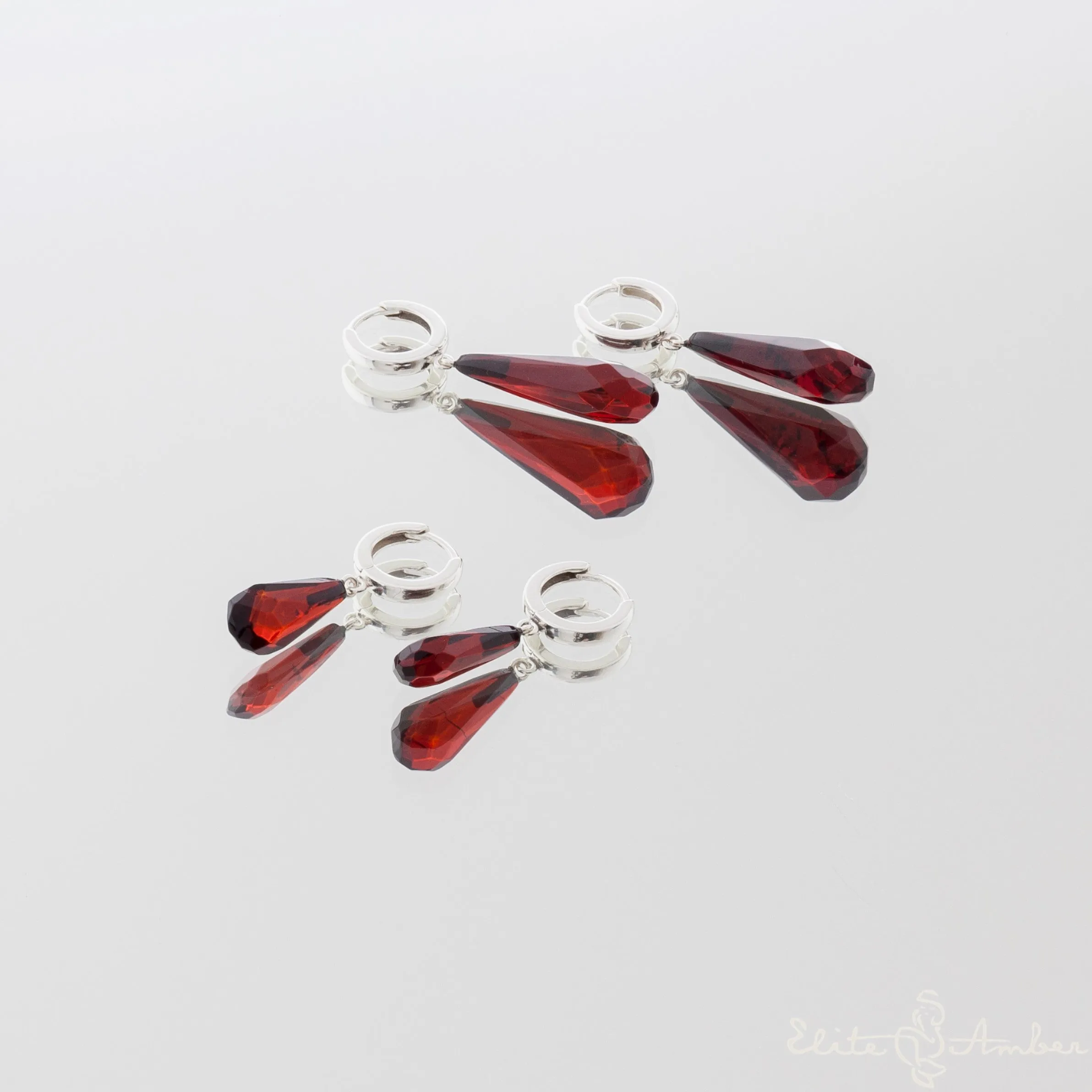 Amber earrings "Cherry droplets"