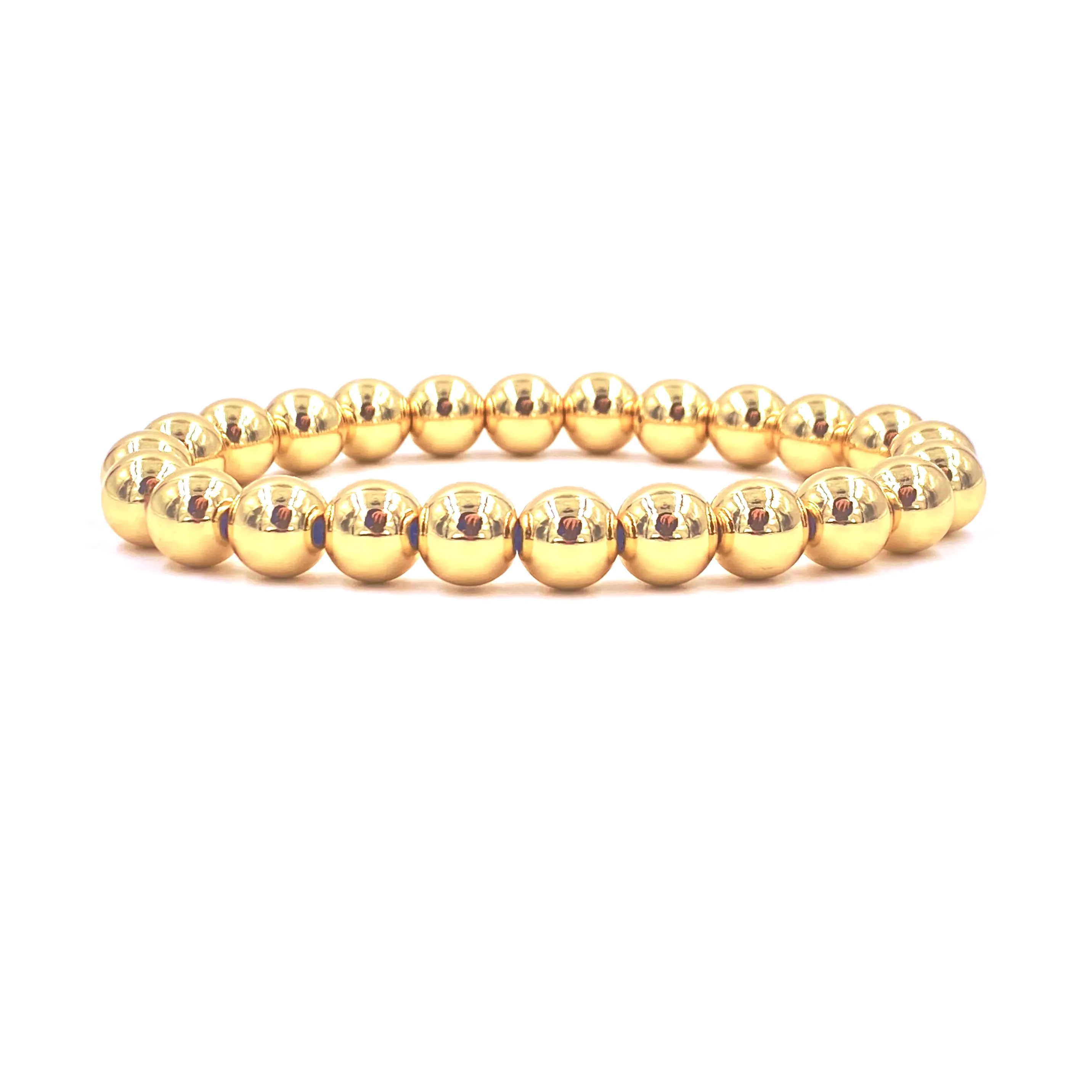 Ashley Gold Stainless Steel Gold Plated Ball Beaded Stretch Bracelet