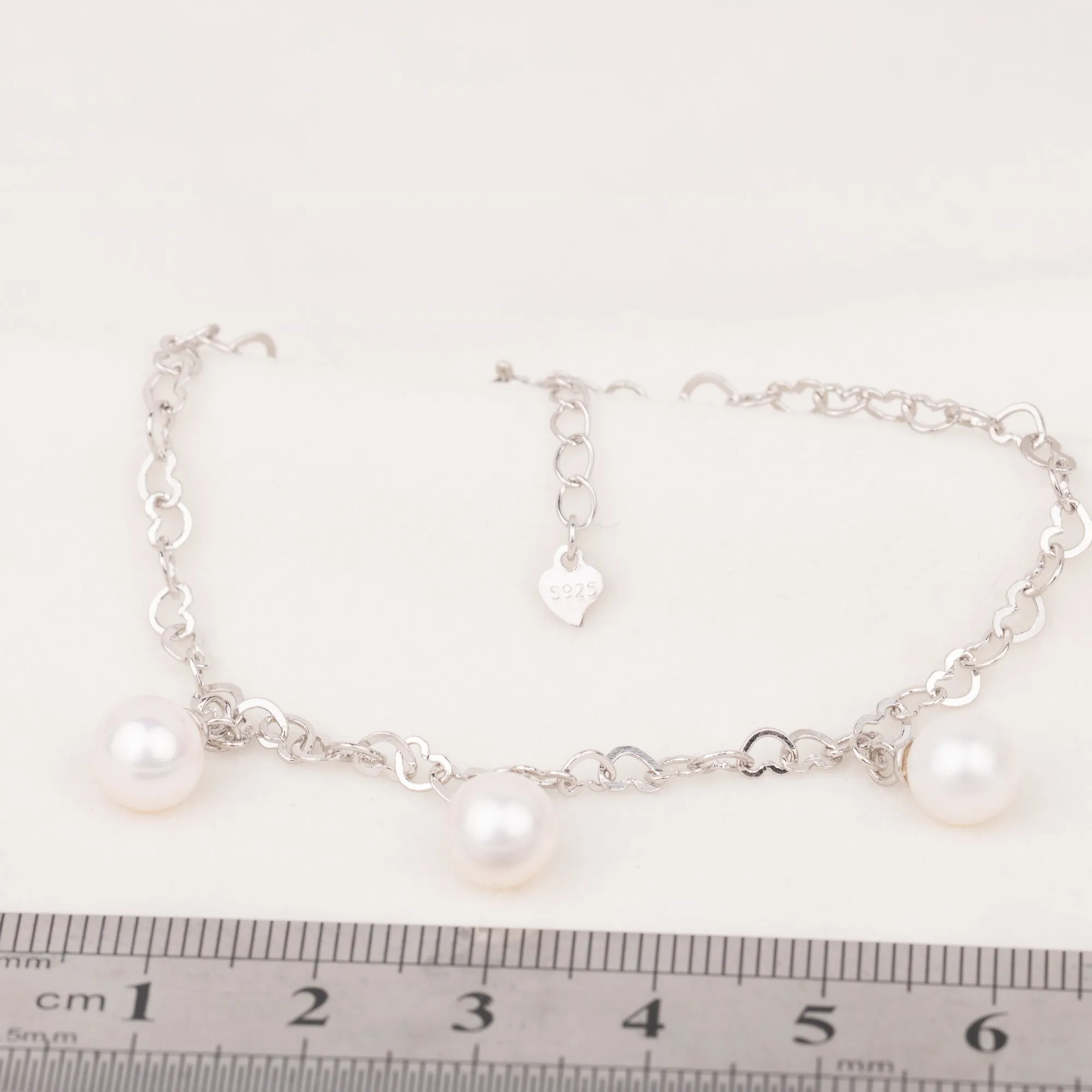 b02140  DIY 7-8mm Natural Freshwater pearl bracelet accessory 925 sterling silver adjustable chain bracelet for women