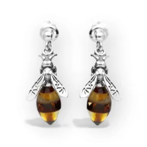 Baltic Amber small stud drop earrings