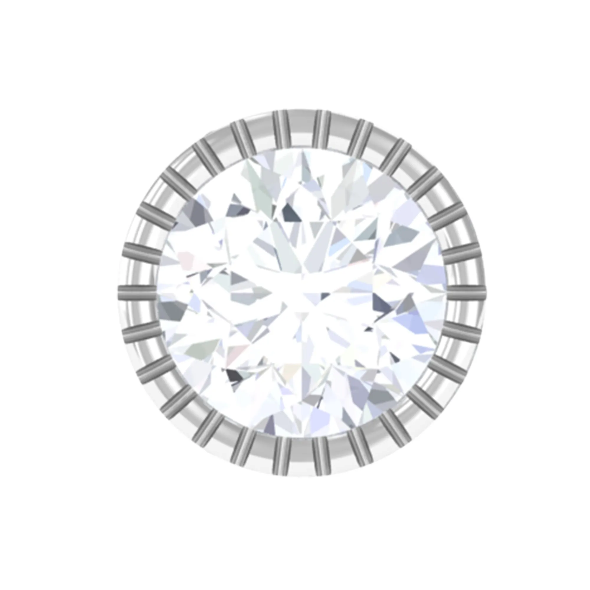 Bezel Set Diamond Solitaire Stud Earring for Helix Piercing