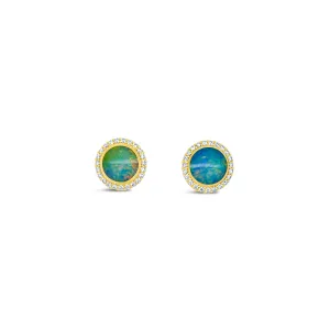 Black Opal & Diamond Halo Stud Earrings