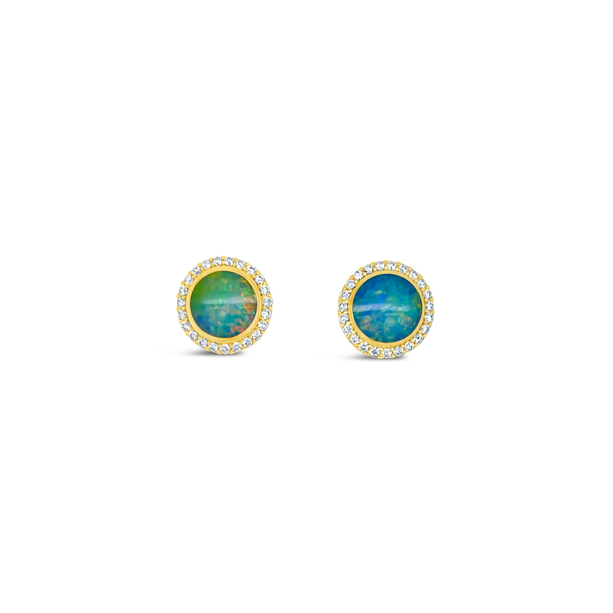 Black Opal & Diamond Halo Stud Earrings