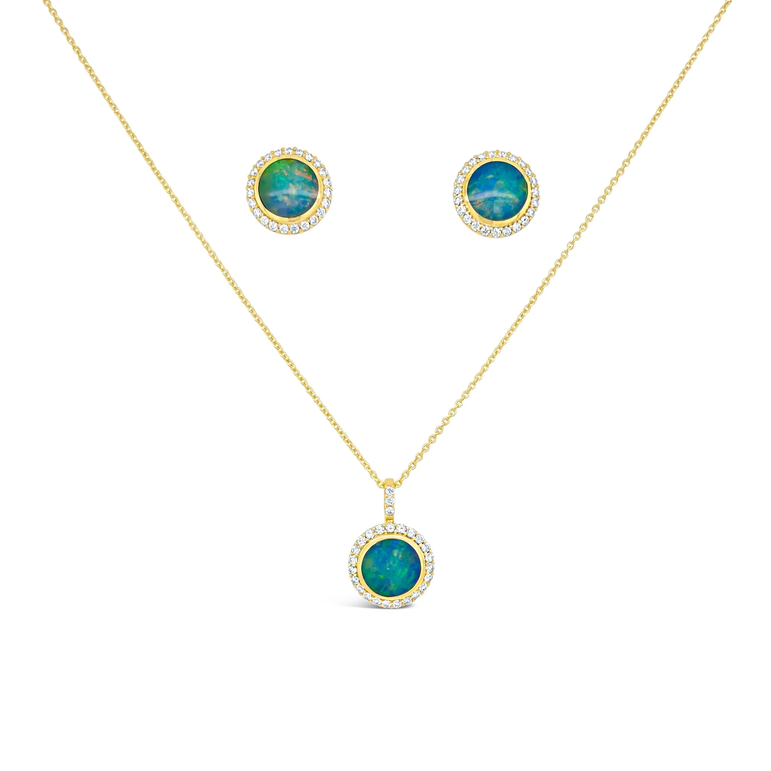 Black Opal & Diamond Halo Stud Earrings