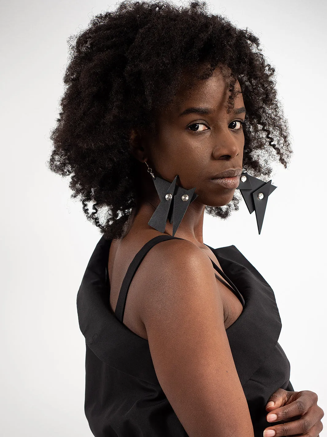 Black Triangle Earrings