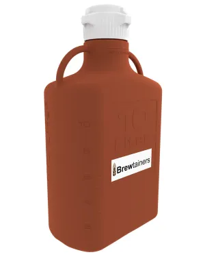Brewtainers High Density Poly Ethylene (HDPE) Amber Light Blocking 10L (3.44 Gal Max) Homebrew Yeast Container with leakproof Tight Sealed 83B Cap