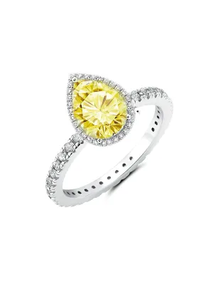 CANARY II OPULENT PEARSHAPE  PAVE HALO COCKTAIL RING Sale