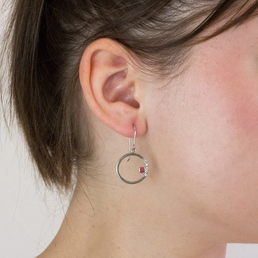 Cercle: Ruby & Diamond Drop Earrings