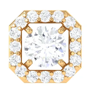 Certified Moissanite Halo Earring for Helix Piercing