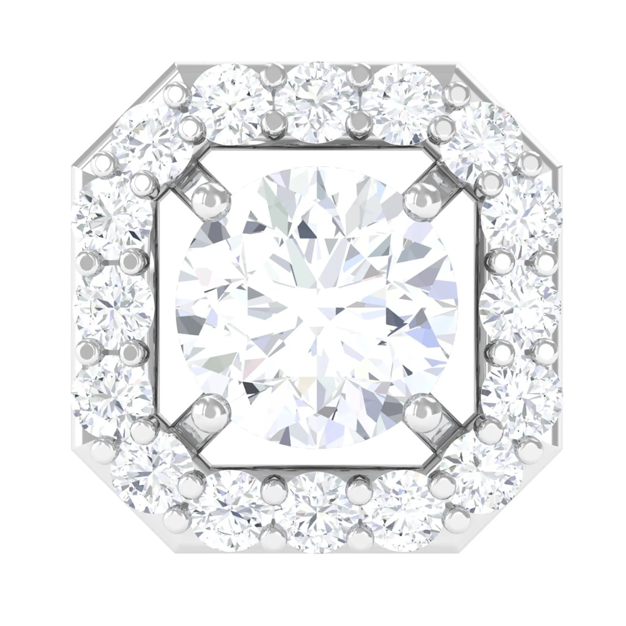 Certified Moissanite Halo Earring for Helix Piercing