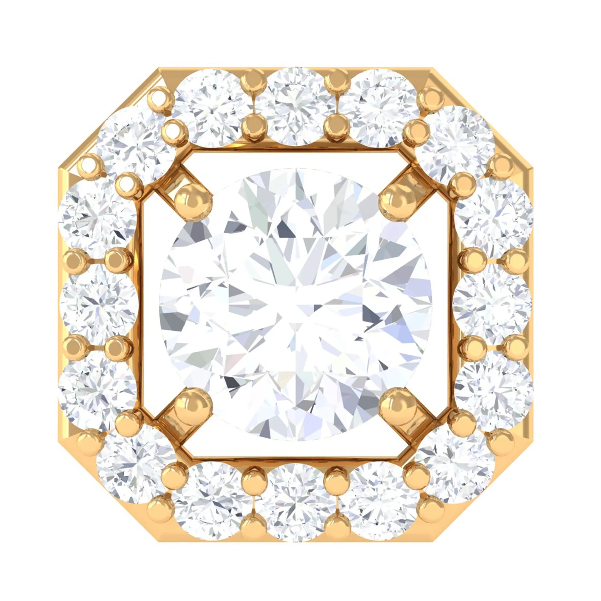 Certified Moissanite Halo Earring for Helix Piercing