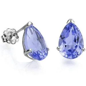 CLOSEOUT OFFER: 1 CARAT PEAR SHAPE TANZANITE 10K SOLID WHITE GOLD EARRINGS