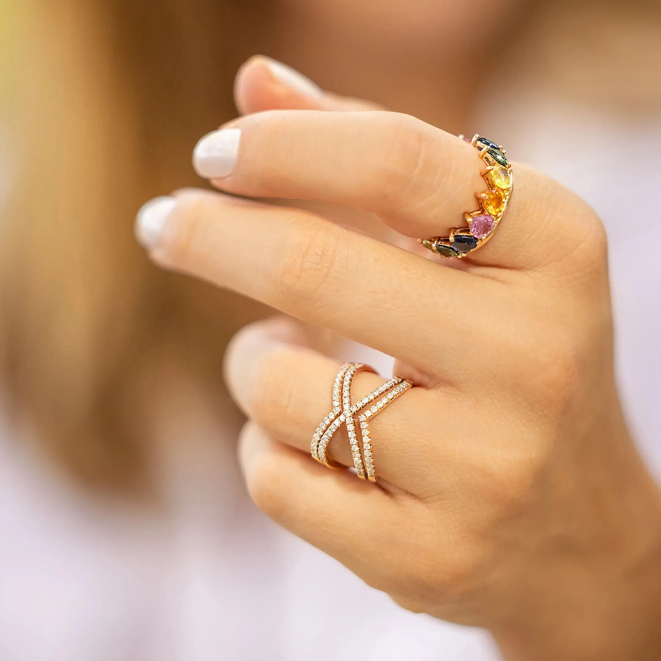 Cross Open Diamond Ring