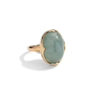 Crown Ring, Aquamarine, 9kt Yellow Gold