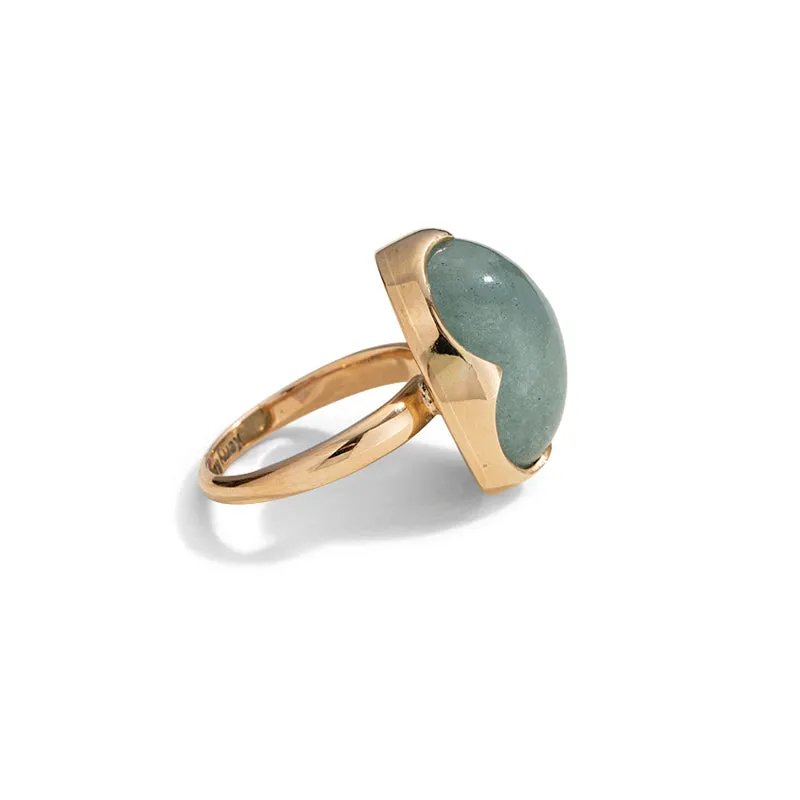 Crown Ring, Aquamarine, 9kt Yellow Gold