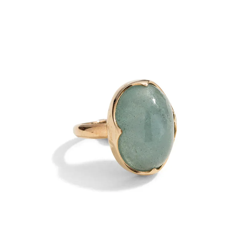 Crown Ring, Aquamarine, 9kt Yellow Gold