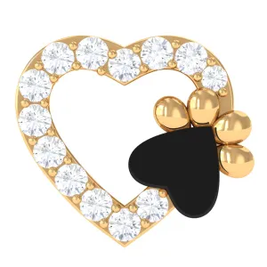 Cute Moissanite Heart and Paw Cartilage Earring with Enamel