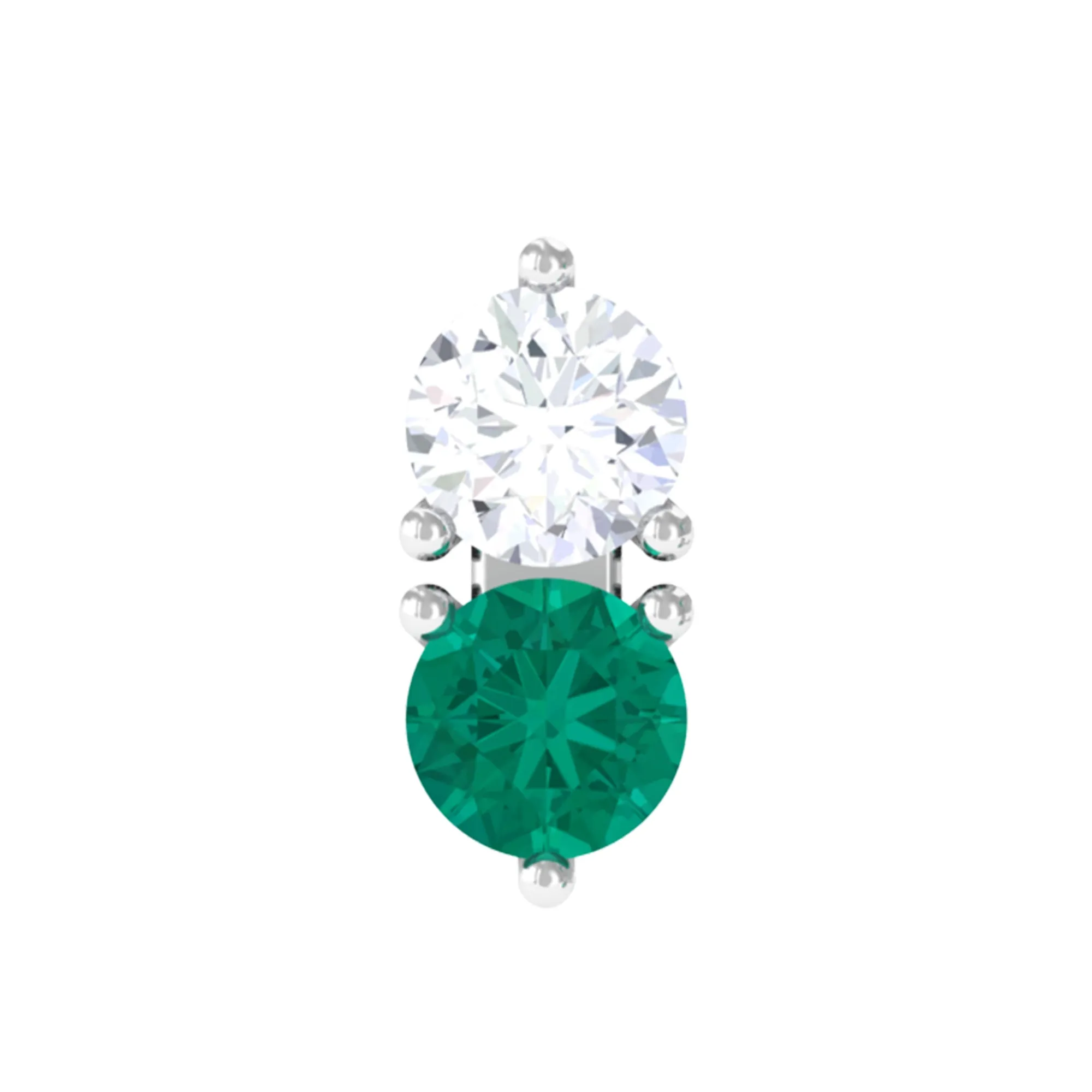 Dainty Emerald and Moissanite Two Stone Tragus Earring