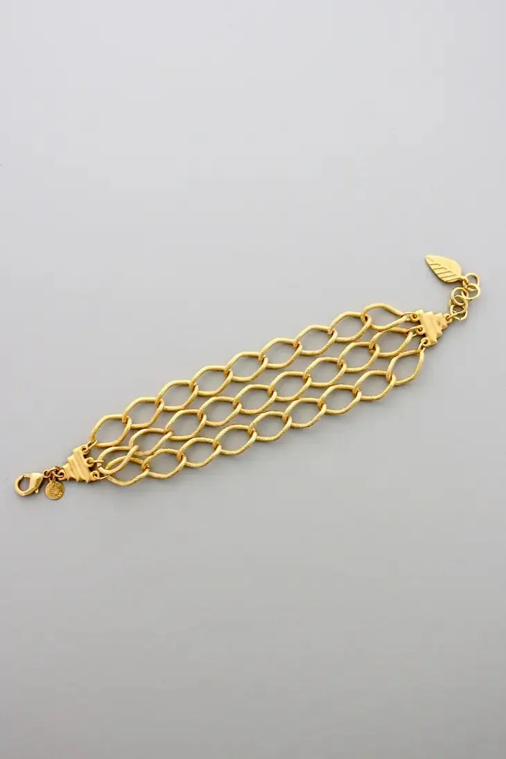 David Aubrey Triple Large Link Gold Bracelet
