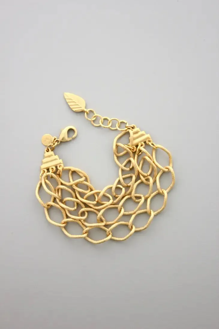 David Aubrey Triple Large Link Gold Bracelet