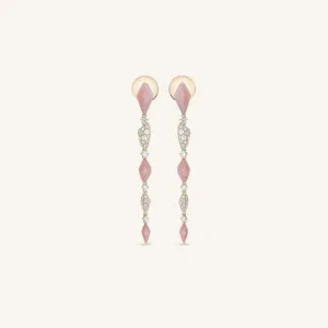 Decò long earrings with pink opals and white diamonds