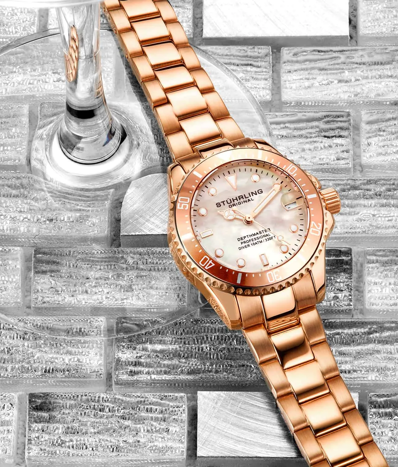 Depthmaster 3950L.5 Quartz 38mm Classic with Emma Polished Bangle, Sofia Frosted Bangle and Studs