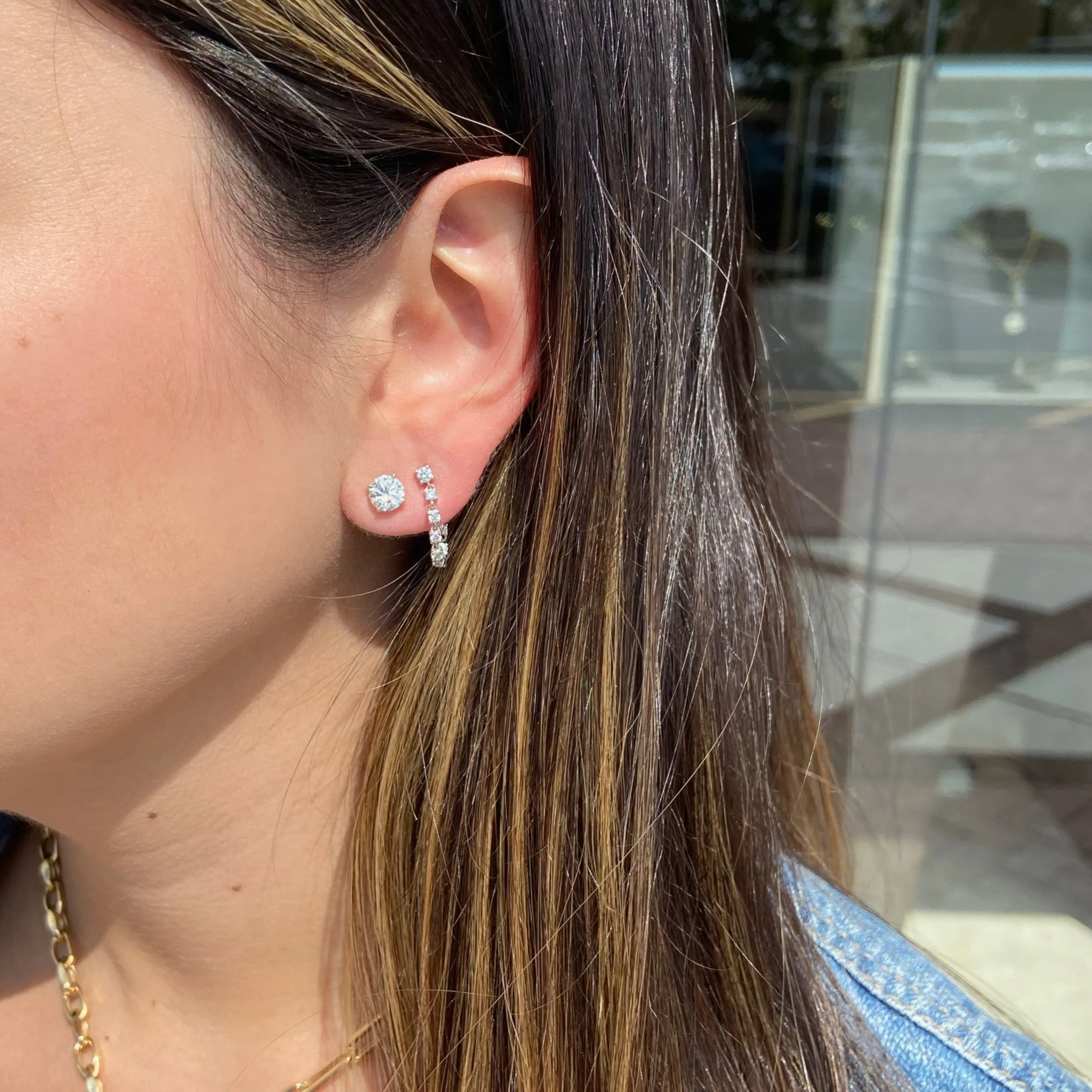 Diamond Dangle Chain Earrings