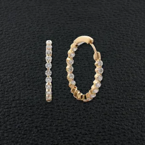 Diamond Hoop Earrings in Yellow Gold