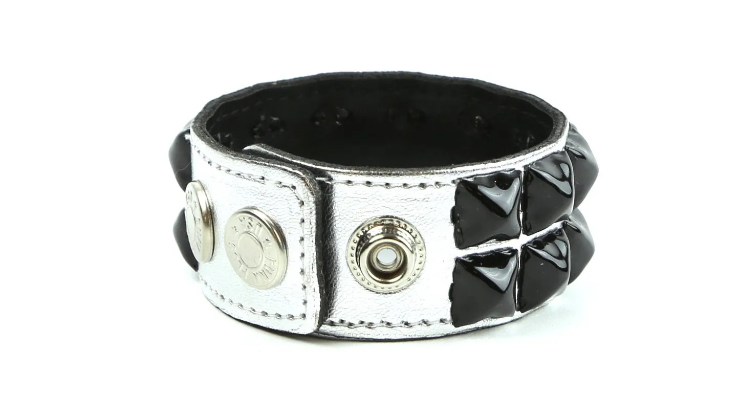 Double Row Studded Bracelet Silver Patent