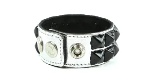 Double Row Studded Bracelet Silver Patent