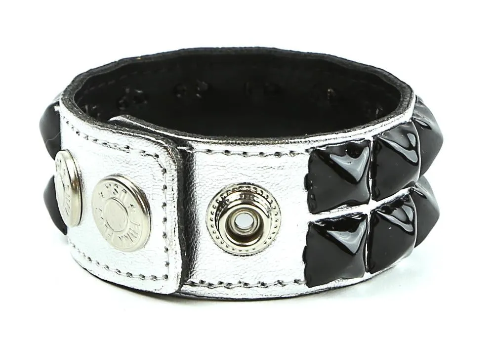 Double Row Studded Bracelet Silver Patent