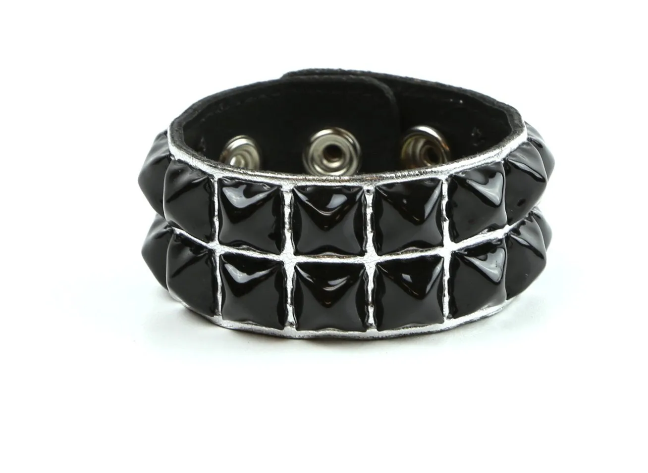 Double Row Studded Bracelet Silver Patent