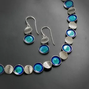 Enamel and silver rounded shapes necklace N 740 SE