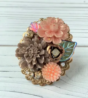 English Rose Mosaic Cocktail Ring
