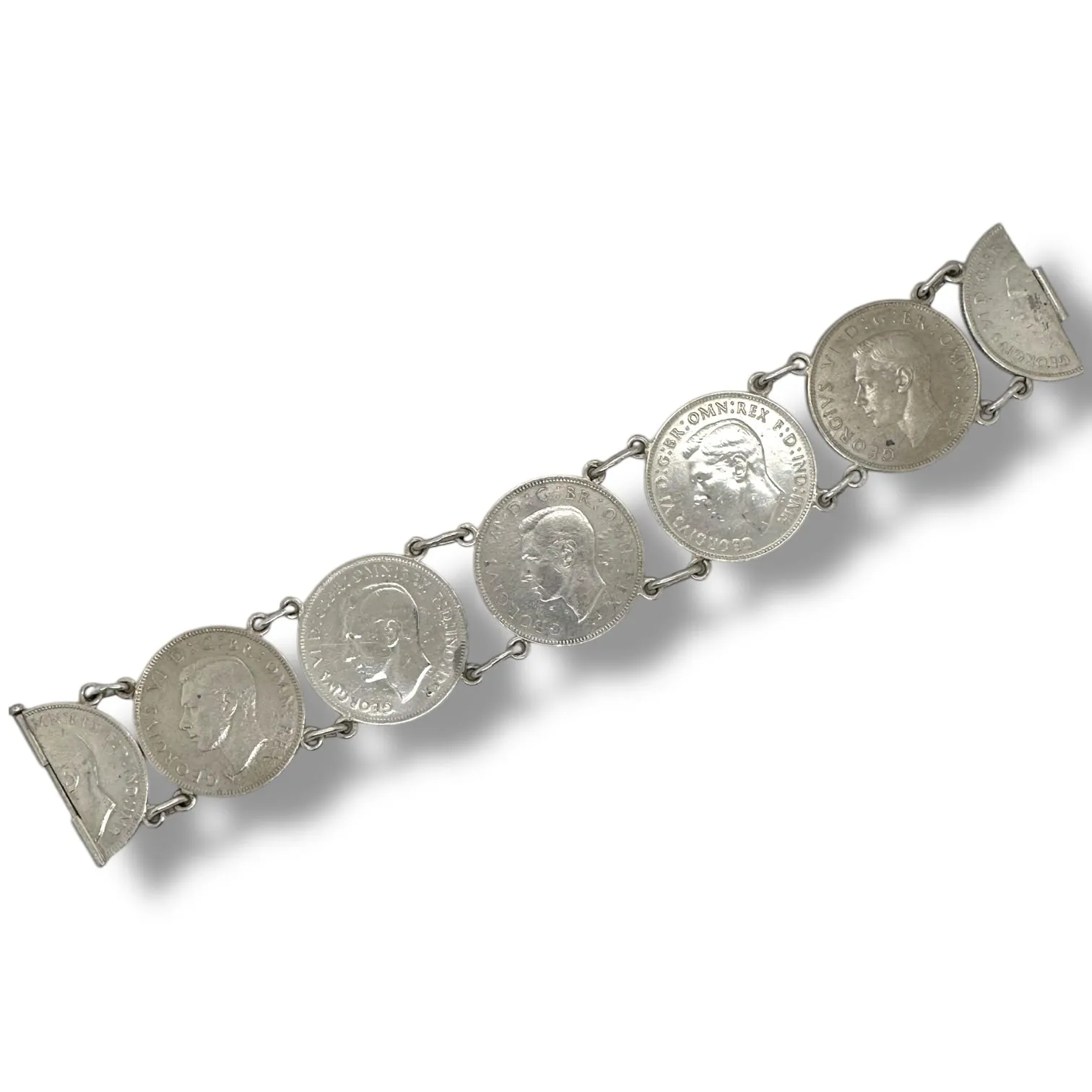 Estate Sterling Silver Florin Coin Bracelet