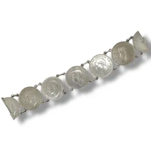 Estate Sterling Silver Florin Coin Bracelet
