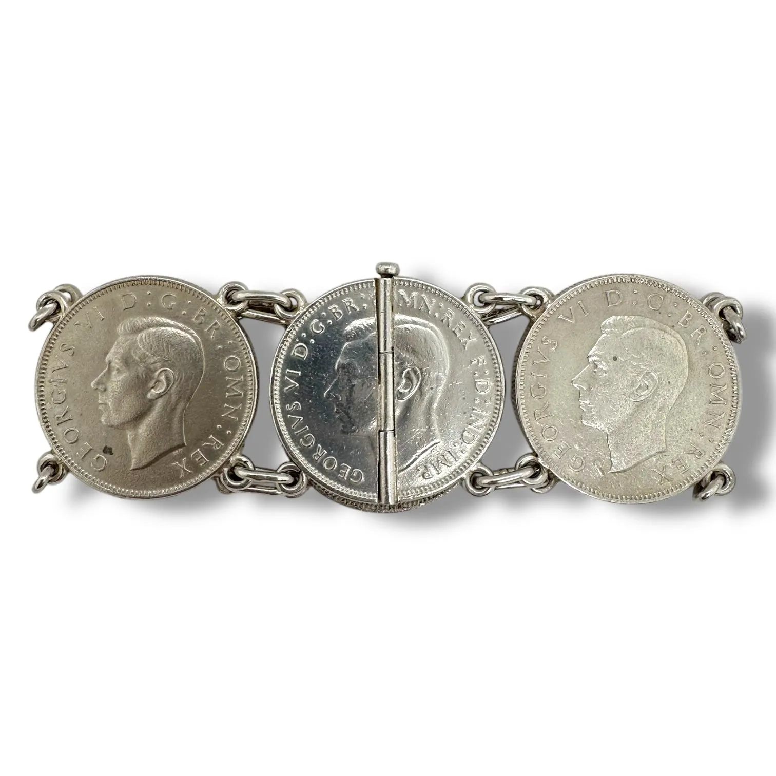 Estate Sterling Silver Florin Coin Bracelet