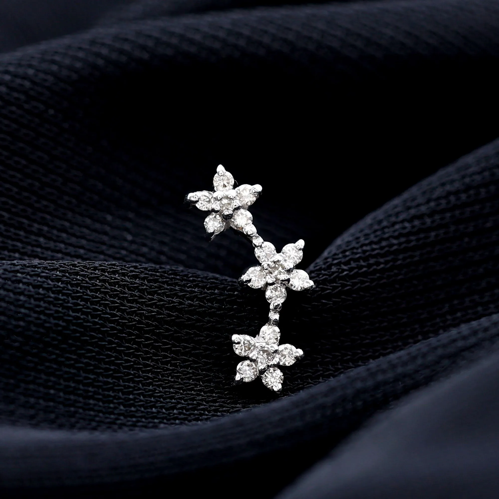 Exquisite Moissanite Flower Crawler Earring in Prong Setting