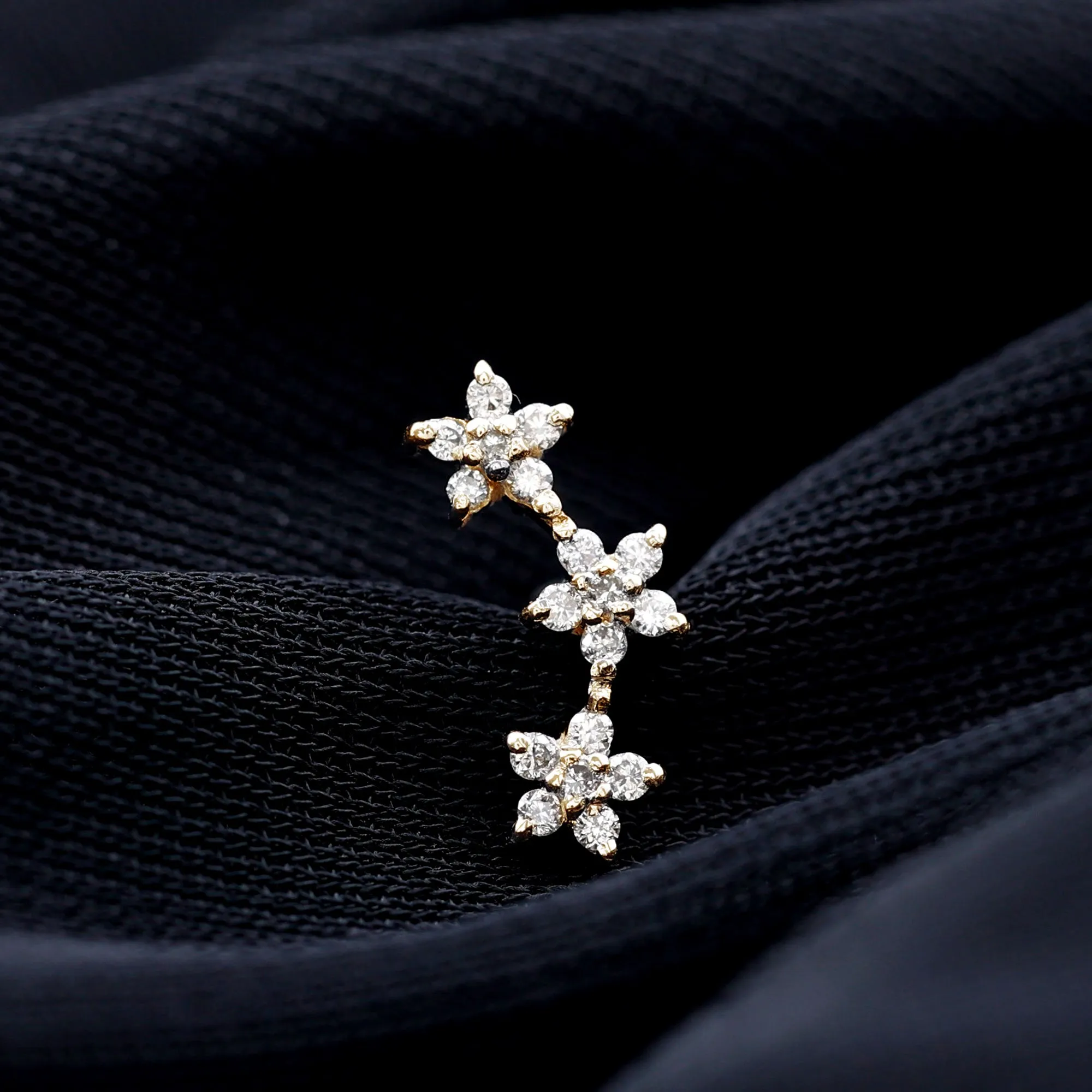 Exquisite Moissanite Flower Crawler Earring in Prong Setting