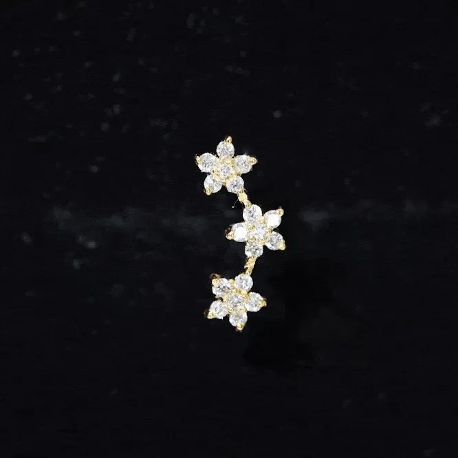 Exquisite Moissanite Flower Crawler Earring in Prong Setting