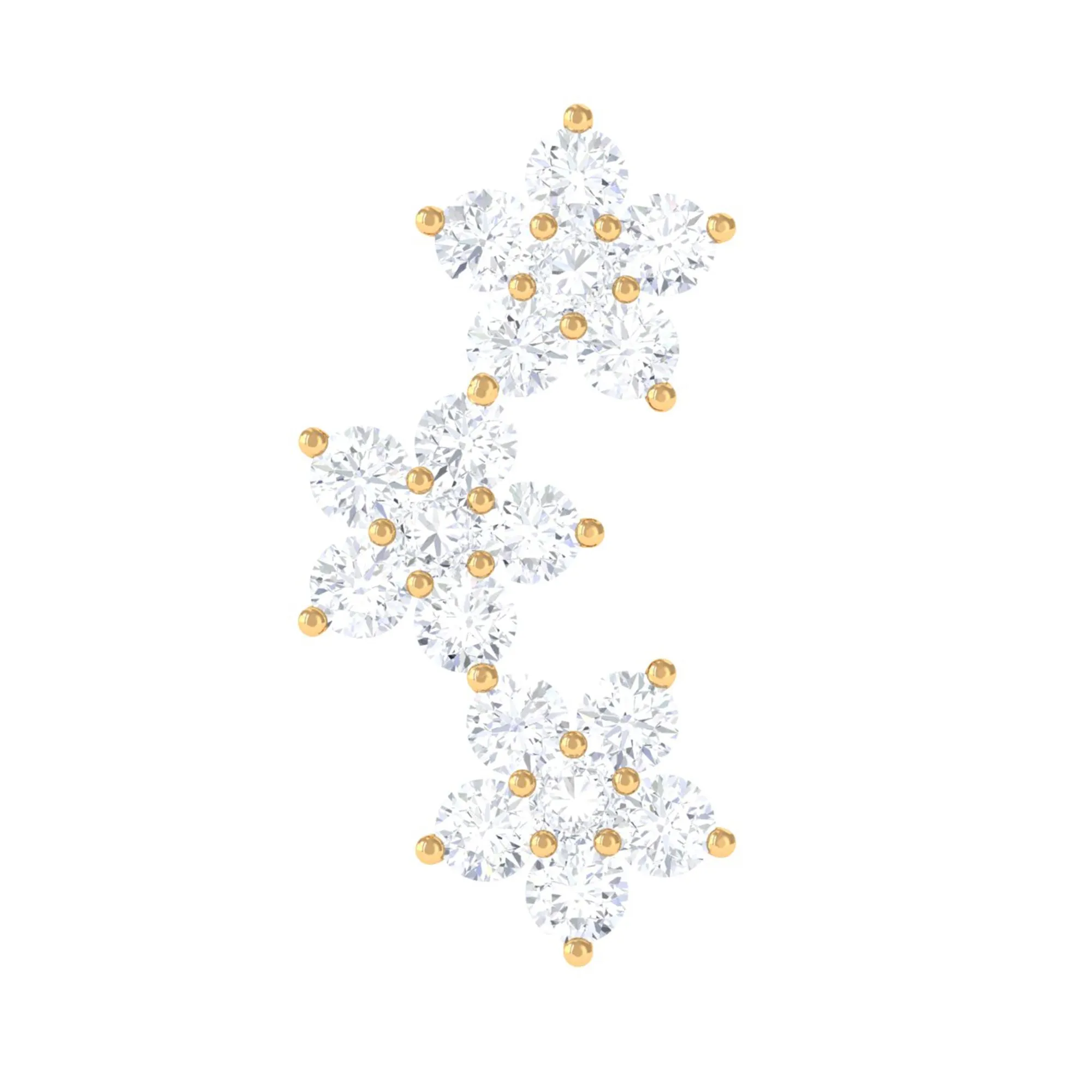 Exquisite Moissanite Flower Crawler Earring in Prong Setting