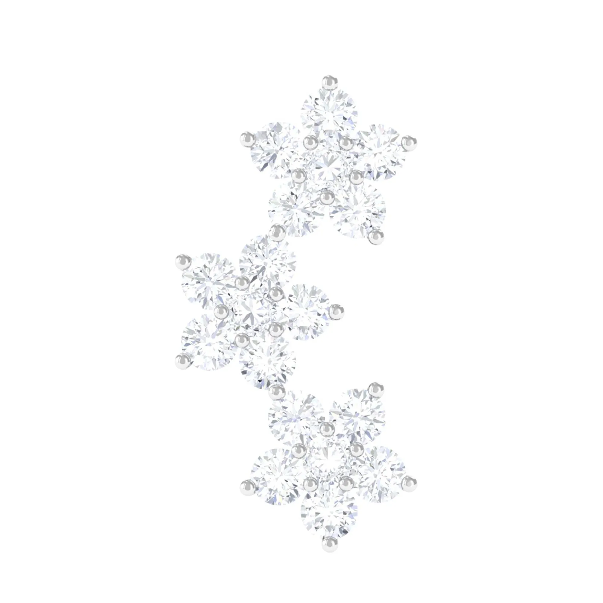 Exquisite Moissanite Flower Crawler Earring in Prong Setting
