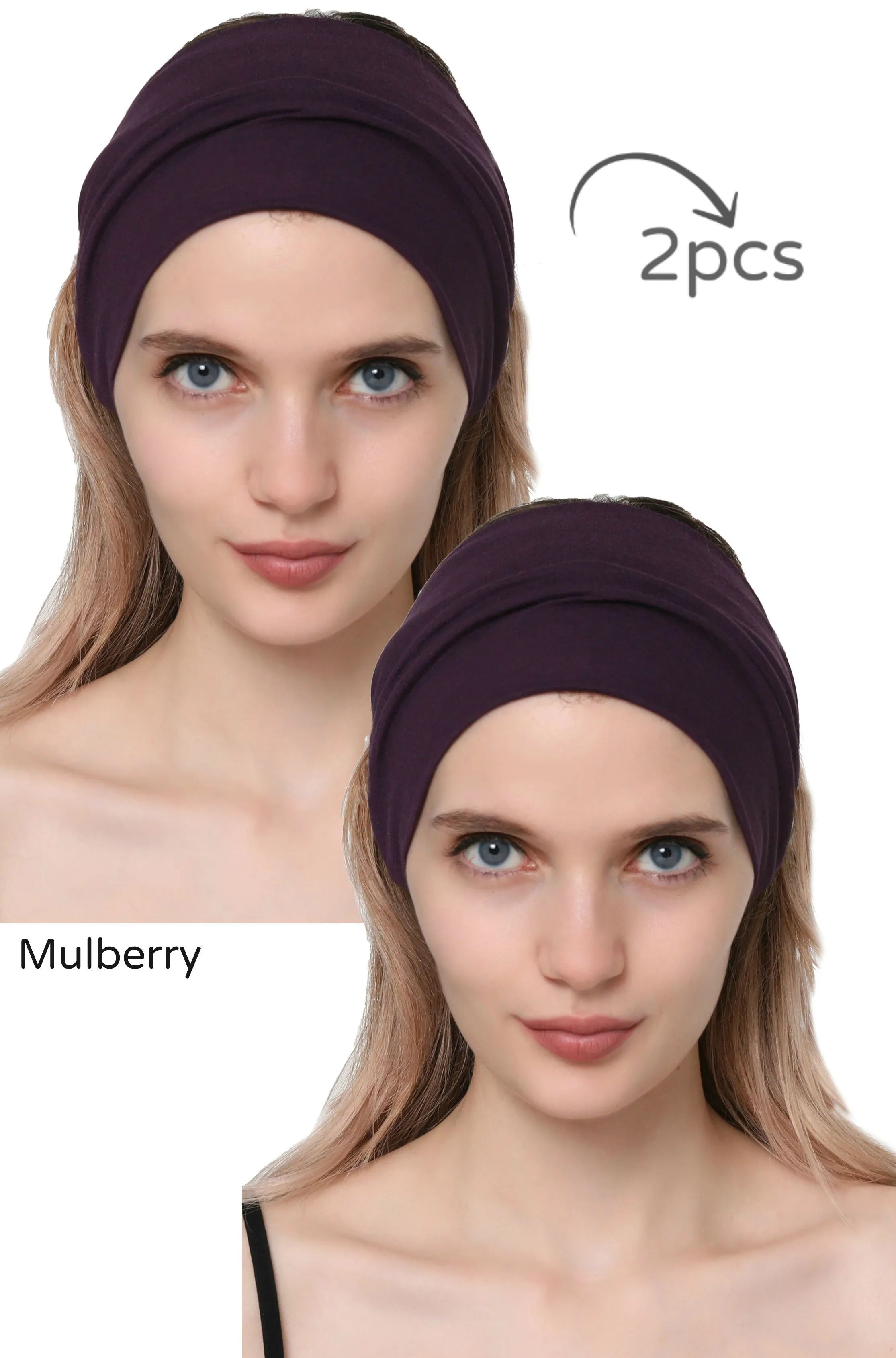 Extra Wide Plain Headband Set of Two