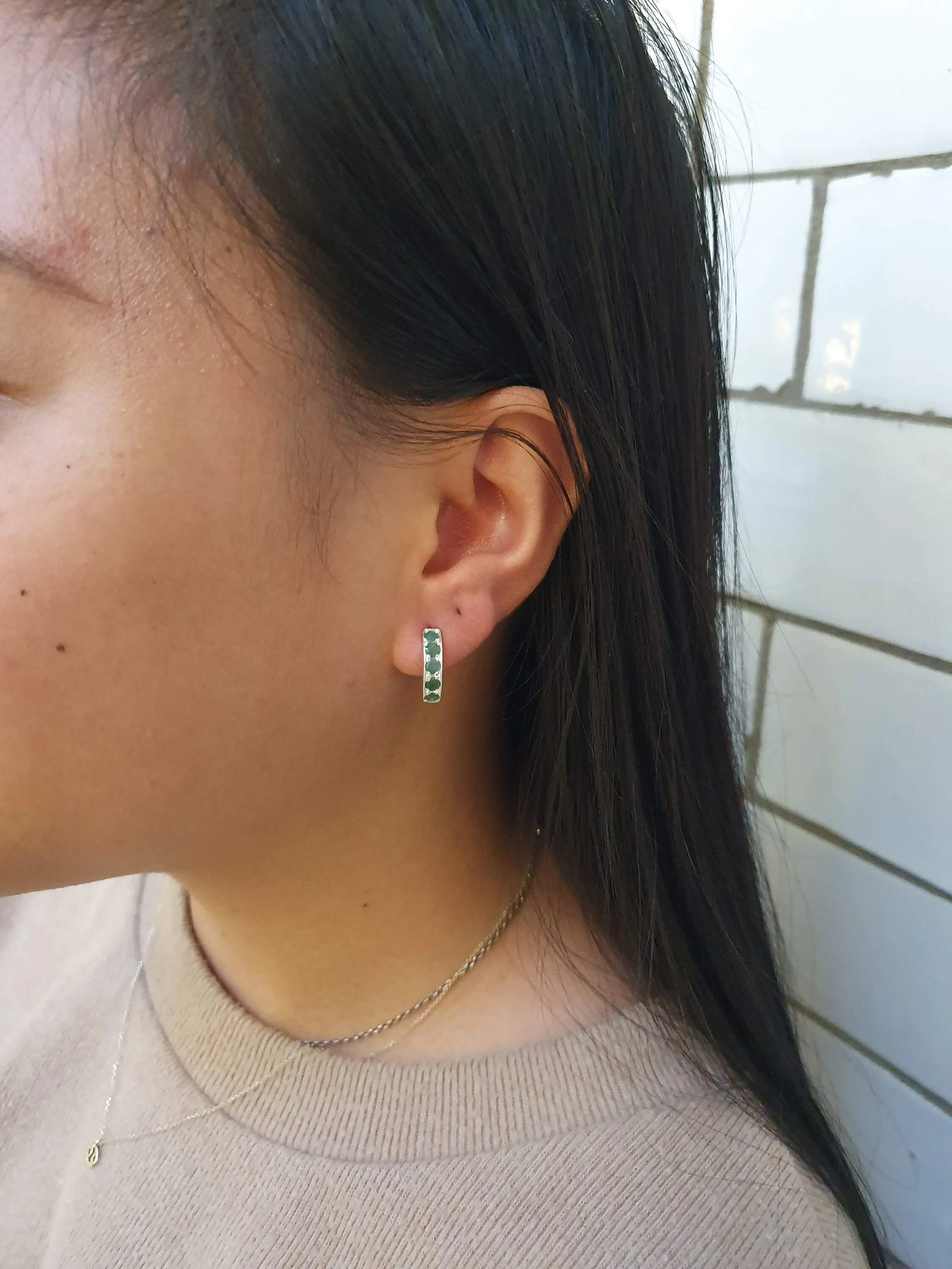 Fire Opal Huggies - Natural Opal Hoop Earrings - October Birthstone Earrings