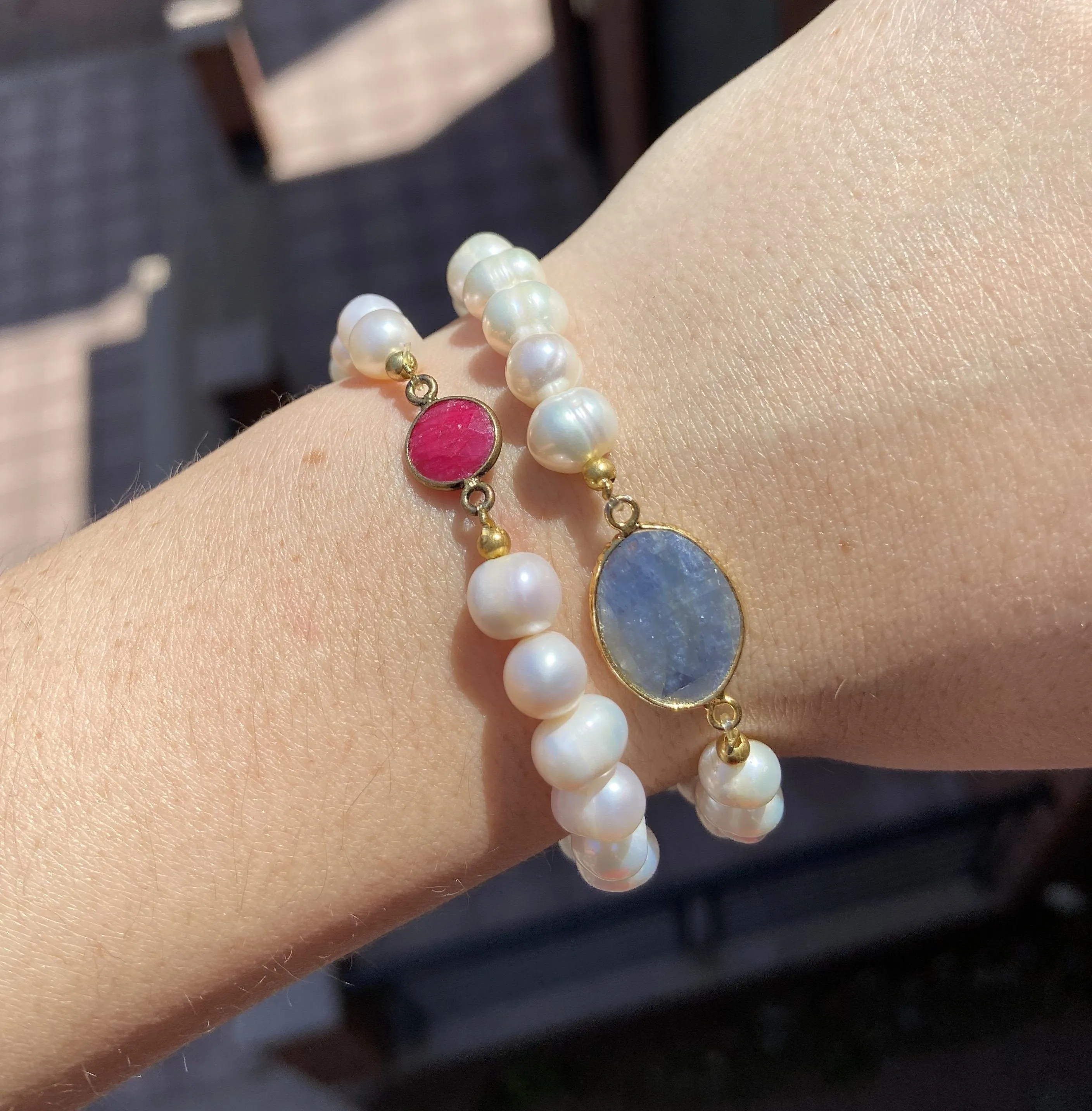 Freshwater Pearl & Stone Stretch Bracelet