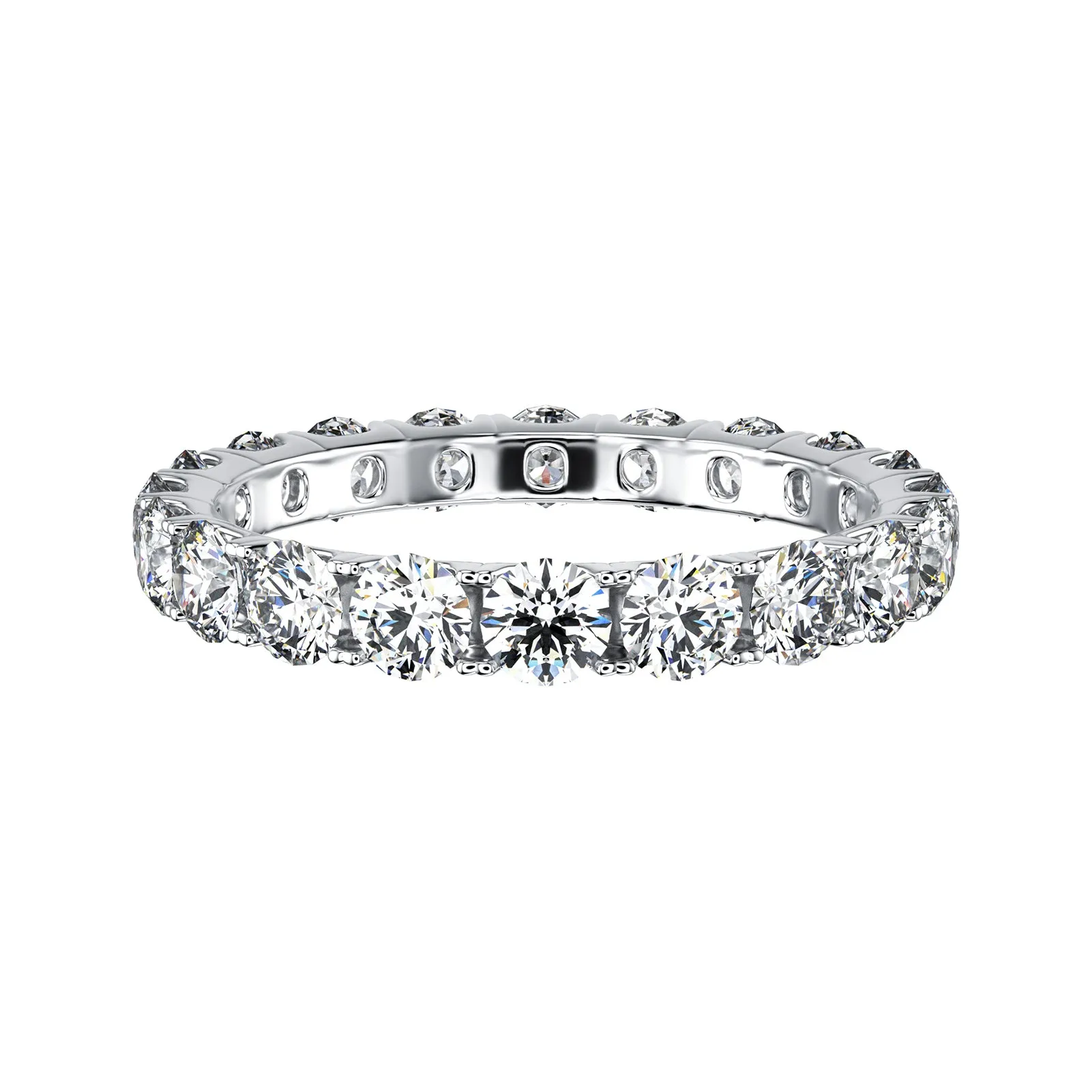 Full Accented Eternity Moissanite Diamond Engagement Band in Yellow/White Gold